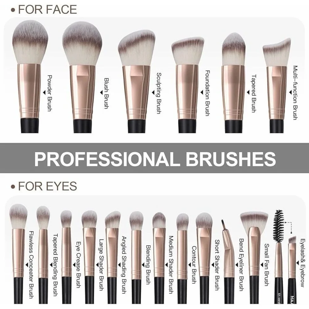 Makeup Brushes, 18‎ Pcs Professional Premium Synthetic Makeup Brush Set